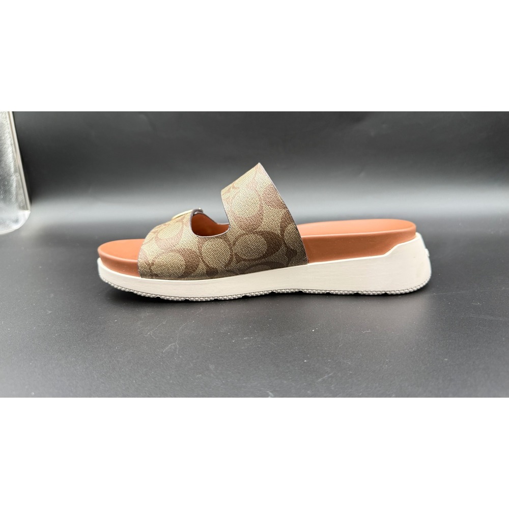 Coach Irene Signature Canvas Platform Slide Sandals Brown Tan G5137 Womens 8B - Picture 5 of 10